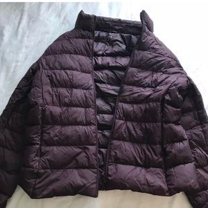 Uniqlo dark purple short puffer coat!